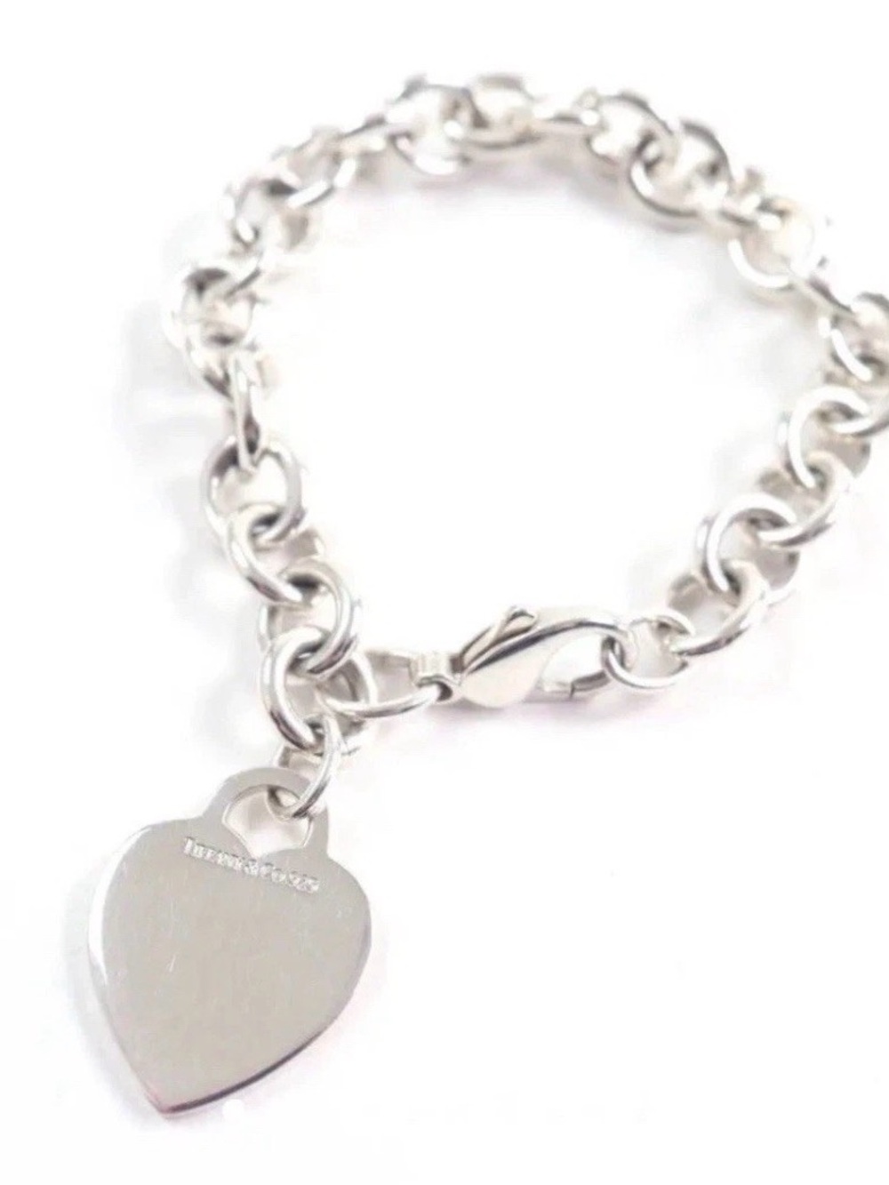 Tiffany & Co. Sterling Silver Heart Charm Link Bracelet